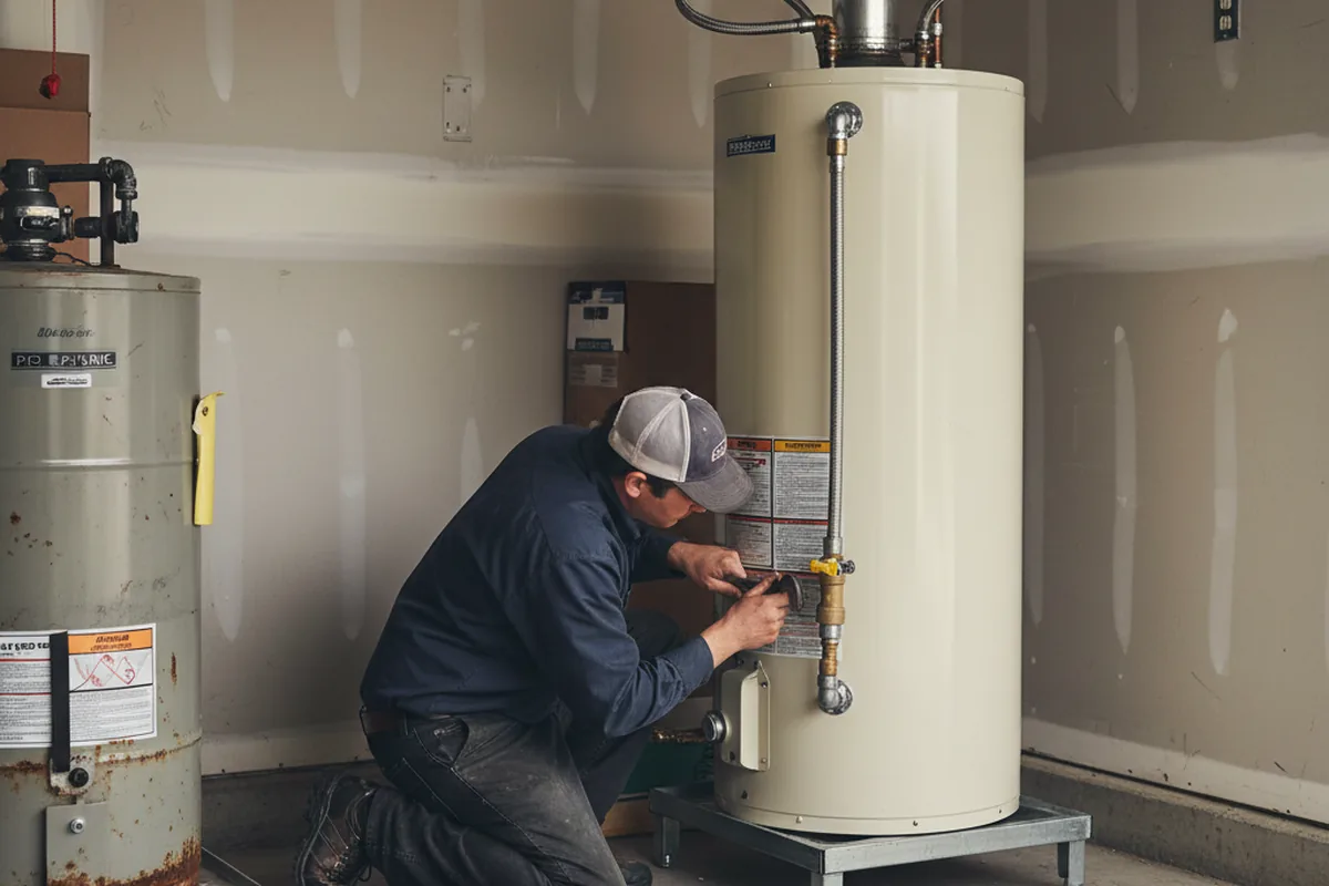 Water heater and shutoff valve replacement in Brookline